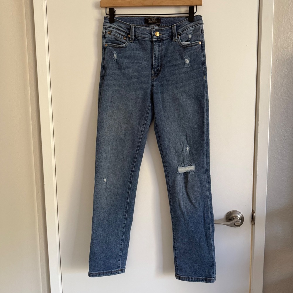 Rachel Rachel Roy Distressed Straight Leg Jeans Medium Wash Blue Size 4